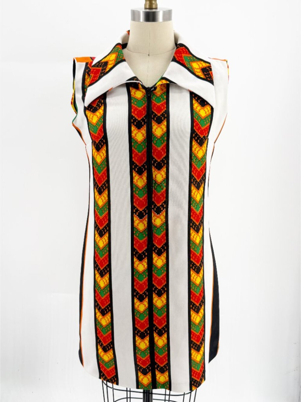 Vintage Jonathan Logan Dress Orange Green Aztec Boho Mini Mod 70s - Picture 12 of 12
